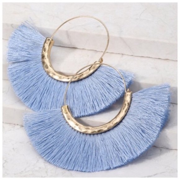 🛍 Perwinkle Tassel Earrings - Picture 1 of 4